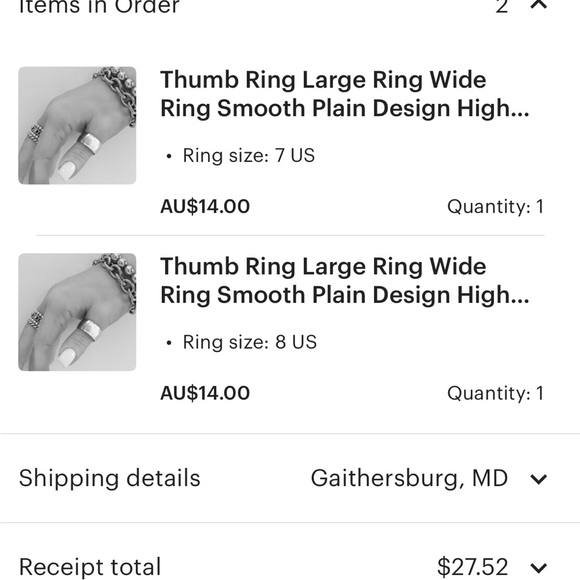 🩶 Chunky Thumb Ring ~ Sterling Silver - Picture 3 of 6